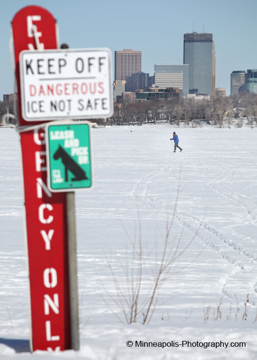 Frozen Minneapolis Skyline - Ice of Lake Calhoun - Minneapolis Minnesota